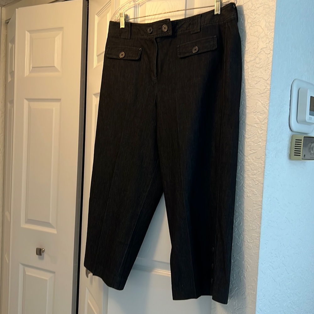 LARRY LEVINE Sz 14 BLACK DENIM LIKE PANTS